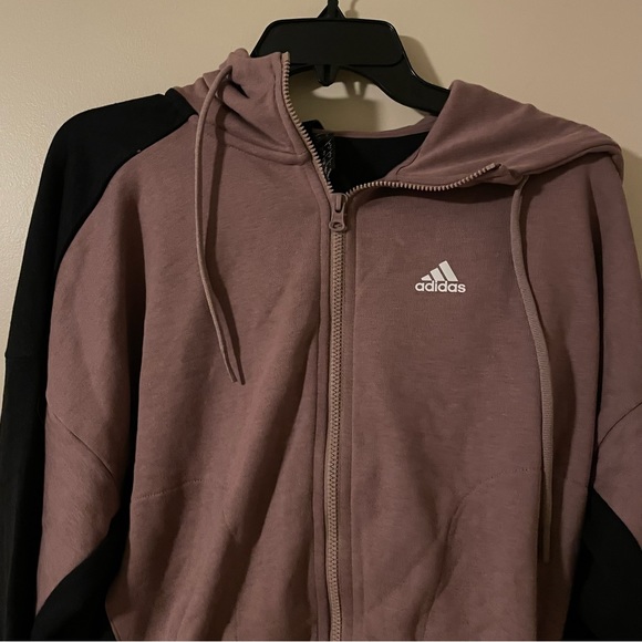 Adidas Two Tone Zip Up Cropped Hood Jacket - Picture 2 of 11